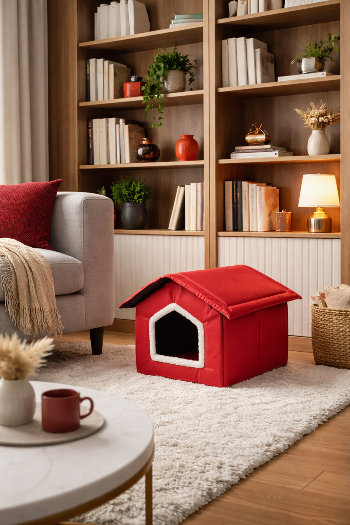 Tinypati Vira Su Geçirmez Portatif Kırmızı Kedi ve Köpek Yatağı Tinypati Vira Su Geçirmez Portatif Kırmızı Kedi ve Köpek Yatağı - Görsel 3