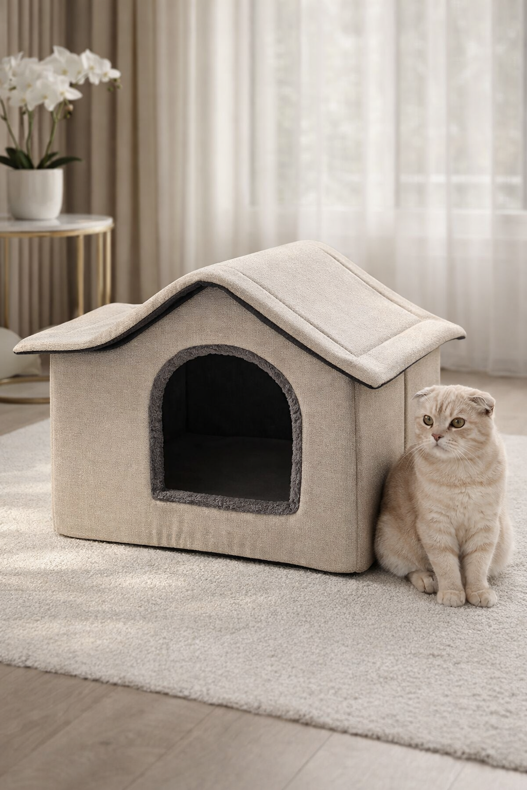 Tinypati Grand Villa Lüks Krem Kedi ve Köpek Yatağı Tinypati Grand Villa Lüks Krem Kedi ve Köpek Yatağı - Görsel 7