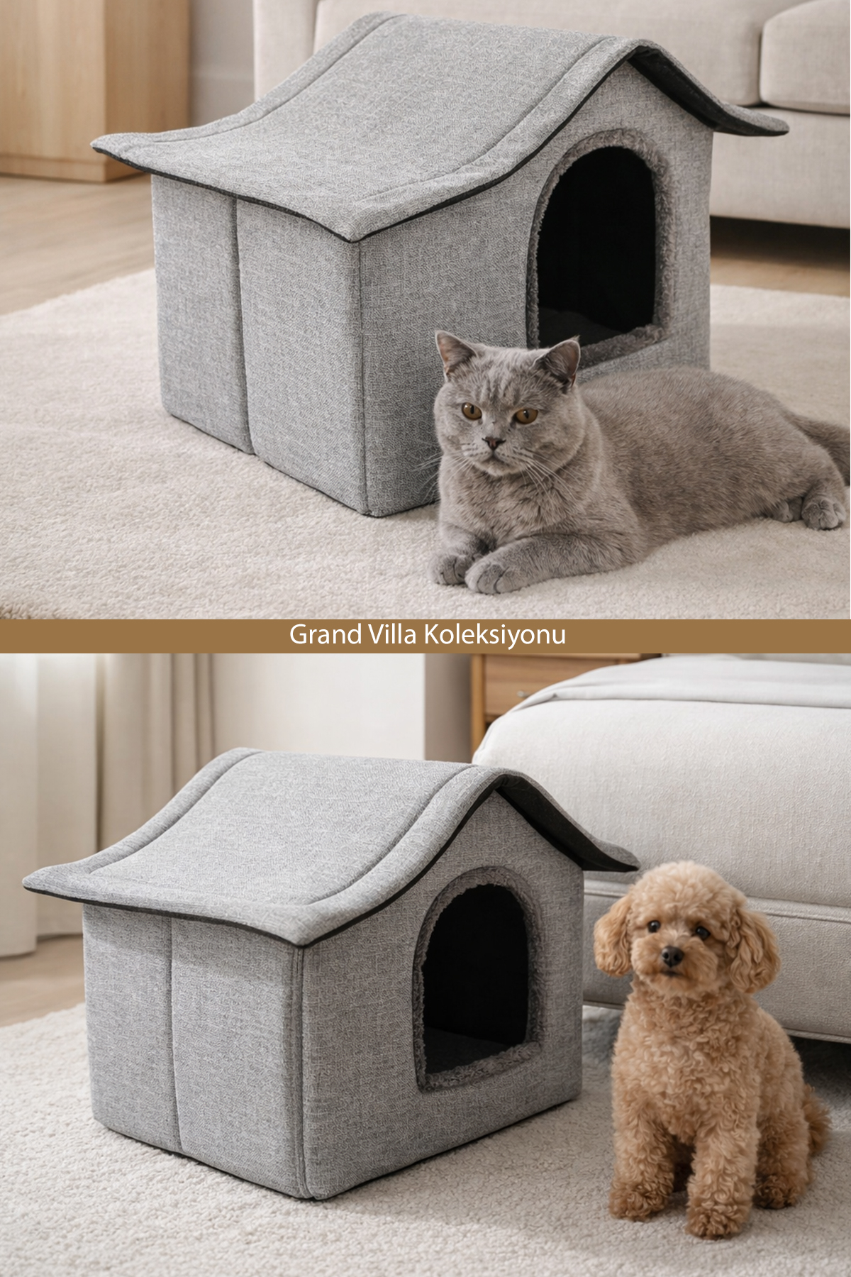 Tinypati Grand Villa Lüks Gri Kedi ve Köpek Yatağı Tinypati Grand Villa Lüks Gri Kedi ve Köpek Yatağı - Görsel 4