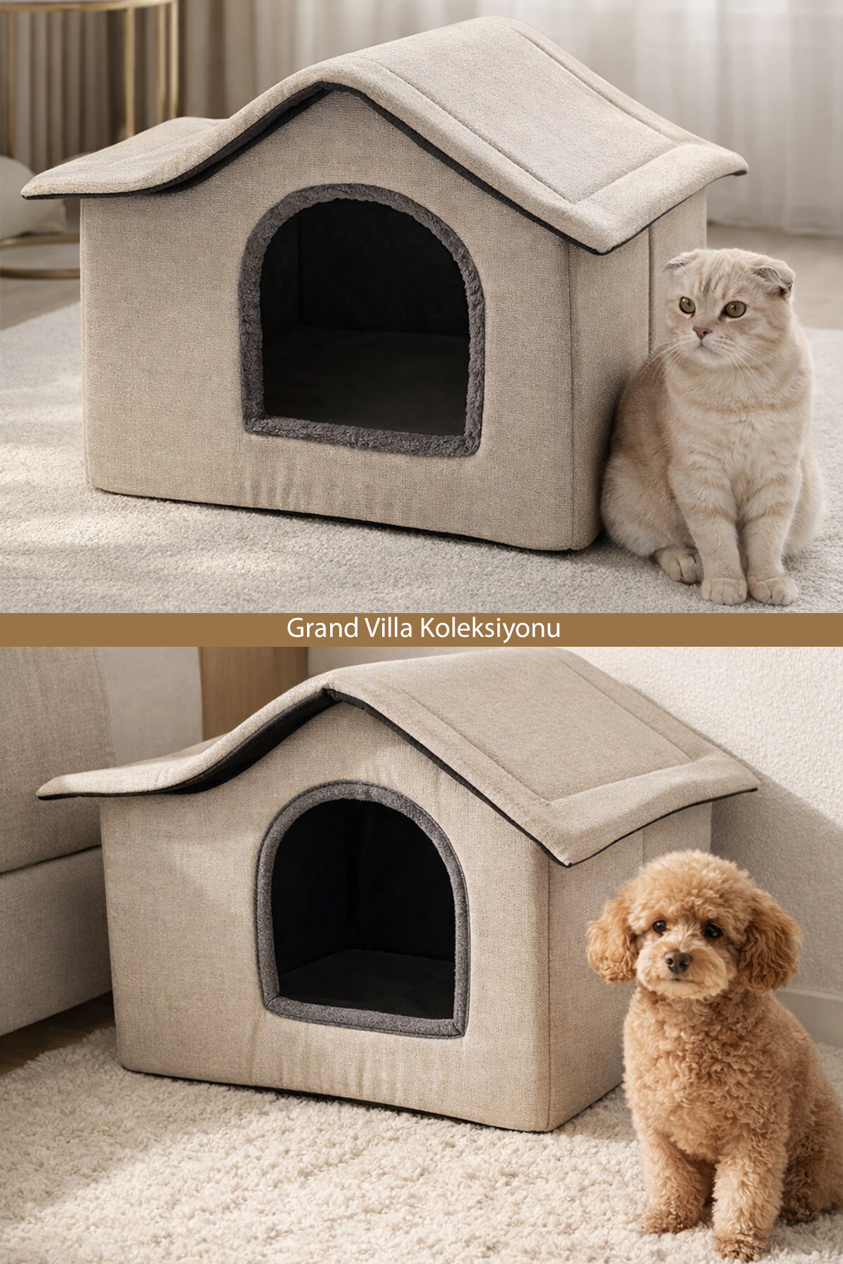 Tinypati Grand Villa Lüks Krem Kedi ve Köpek Yatağı Tinypati Grand Villa Lüks Krem Kedi ve Köpek Yatağı - Görsel 8