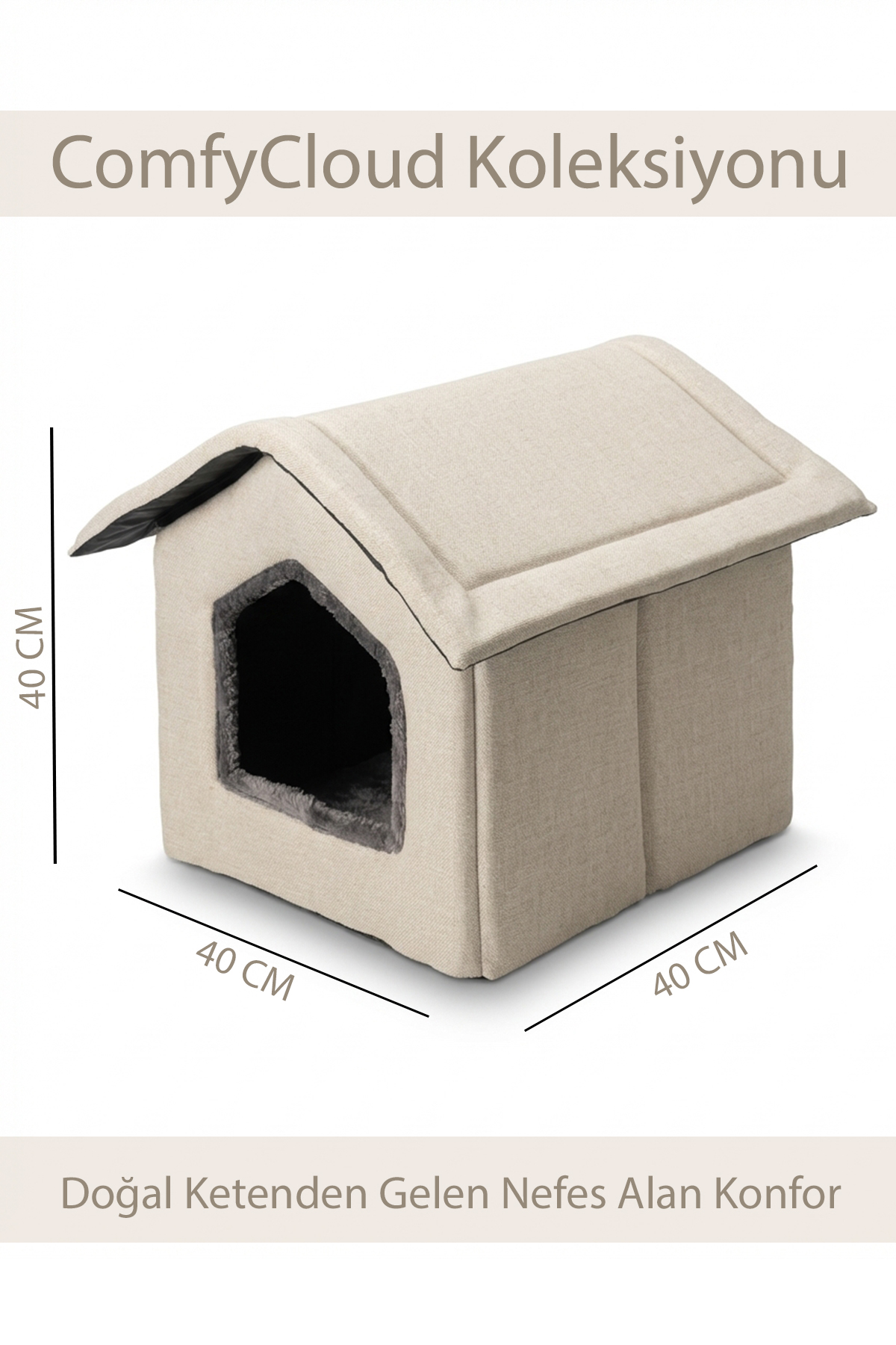 Tinypati ComfyCloud Keten Bej Kedi ve Köpek Yatağı Tinypati ComfyCloud Keten Bej Kedi ve Köpek Yatağı - Görsel 3