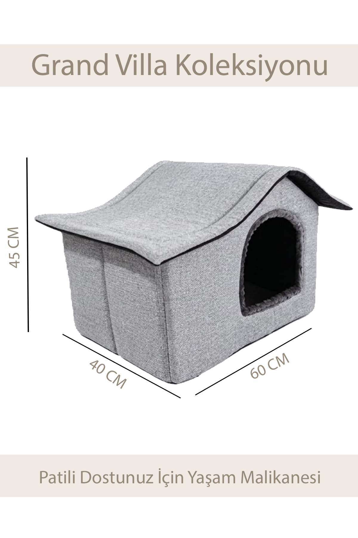Tinypati Grand Villa Lüks Gri Kedi ve Köpek Yatağı Tinypati Grand Villa Lüks Gri Kedi ve Köpek Yatağı - Görsel 3