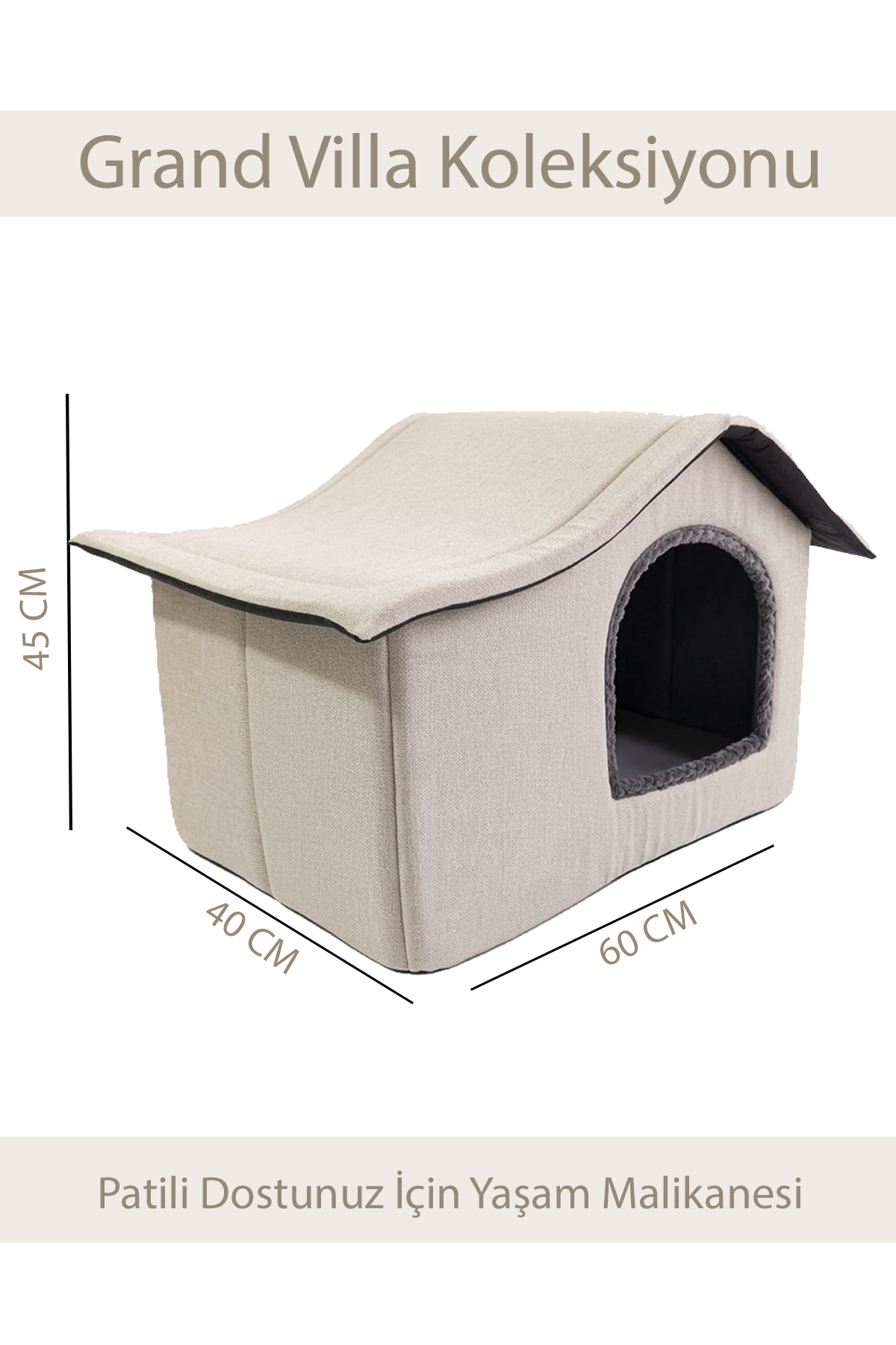 Tinypati Grand Villa Lüks Krem Kedi ve Köpek Yatağı Tinypati Grand Villa Lüks Krem Kedi ve Köpek Yatağı - Görsel 9